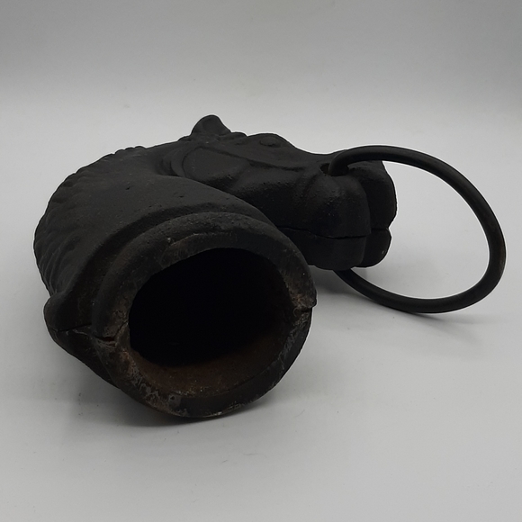 Vintage Cast Iron Horse Head Bust Hitching Post Pricked Ear Top Ring Equestiran - Picture 13 of 14